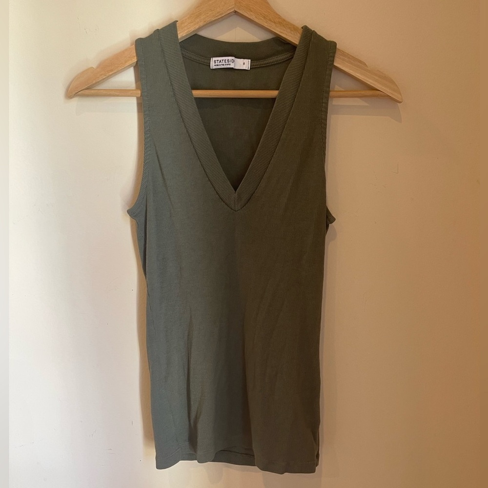 Stateside green v neck tank. Like new